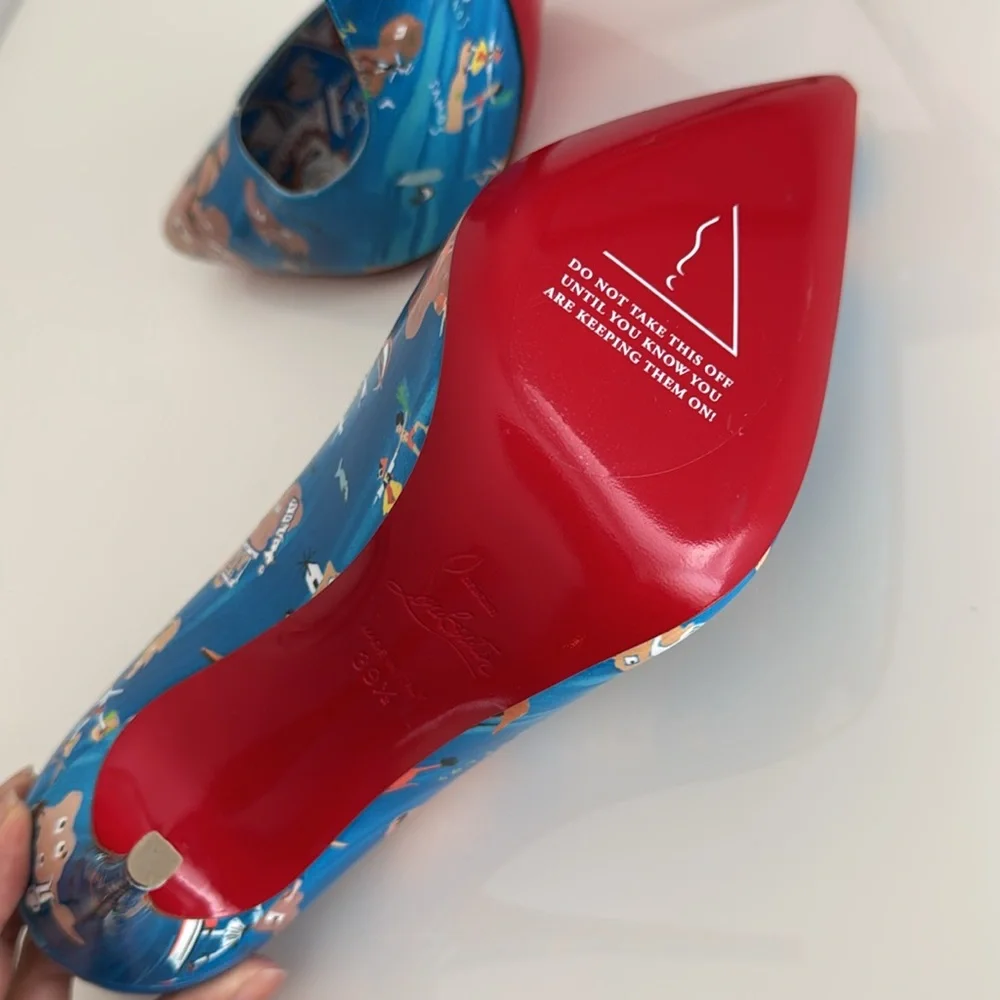 Christian Louboutin *NEW* Blue Patterned Women's Heels- Size 39.5 - Picture 9 of 13